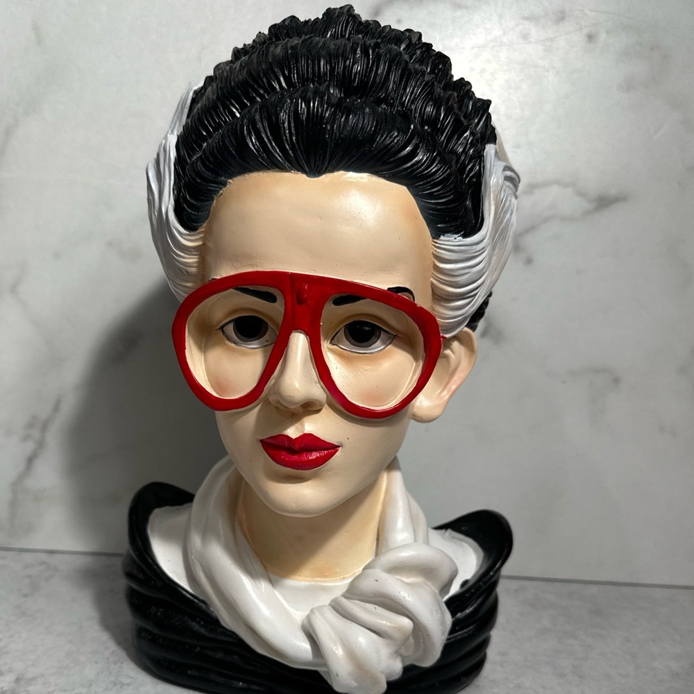 Bride of Frankenstein Bust with 80’s Retro Vibe Red Glasses